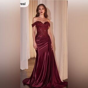 Elegant Burgundy Off-Shoulder Dress